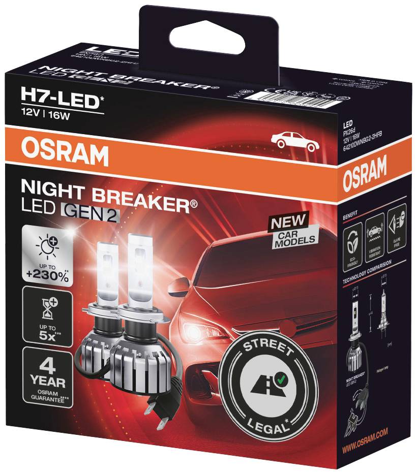 OSRAM 64210DWNBG2-2HFB LED glödlampa Night Breaker® LED H7 16 W 12 V-3