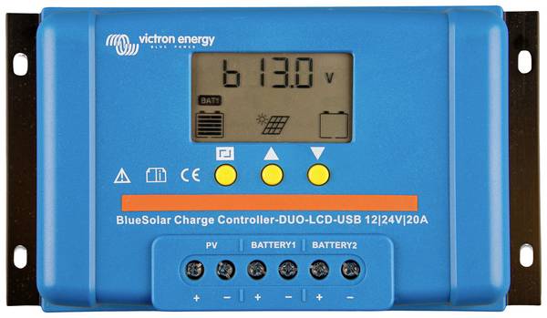 Victron Energy BlueSolar PWM DUO-LCD & USB 12 / 24V-20A Solenergi laddningsstyrenhet PWM 12 V, 24 V 20 A