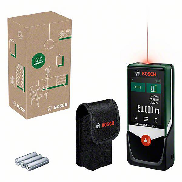 Bosch Home and Garden AdvancedDistance 50C Laseravståndsmätare   Bluetooth, Touchscreen 50 m