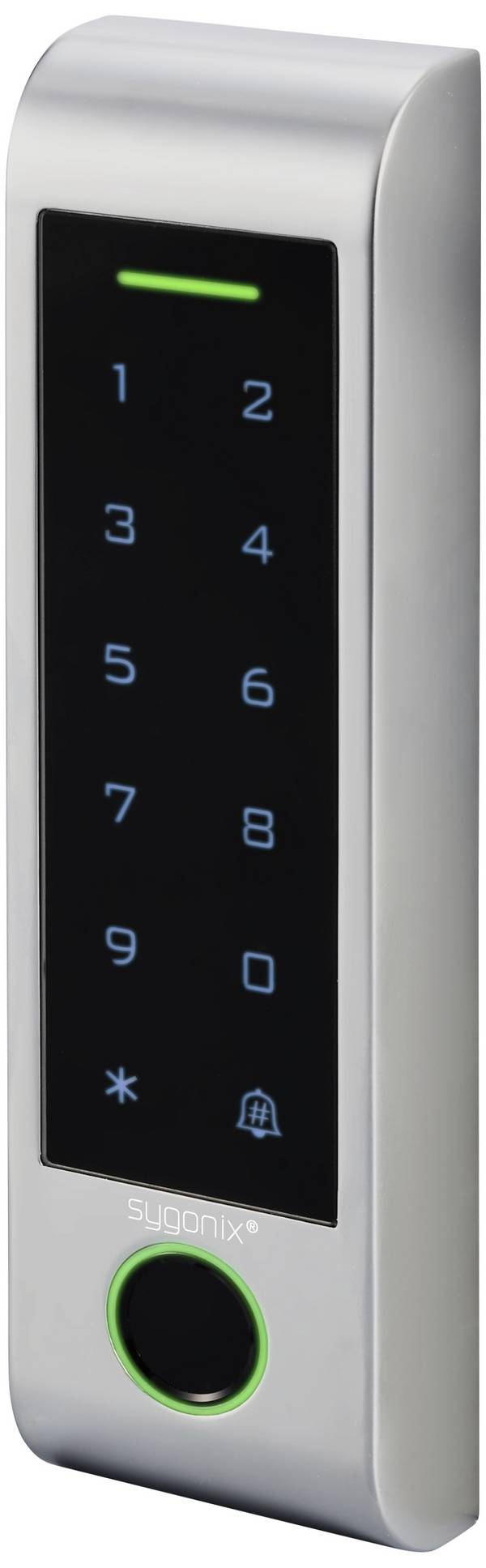 Sygonix SY-6121662 Fingeravtryck/RFID-åtkomstsystem Ytmontering  12 V/DC, 18 V/DC IP66 med upplyst knappsats, med Touchscreen