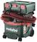 Industridammsugare från Metabo med grön-rött design, stora hjul och röd slang. Modell AS 36-18 L 20 PC-CC.