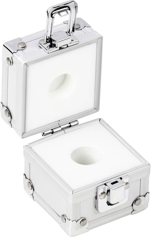 Metallväska med öppet lock som visar en skuminsida med rundad urgröpning, lämplig för säker transport av ömtåliga föremål.