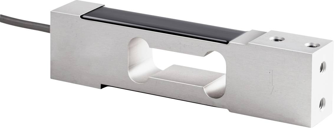 Metallvägcell med rektangulär form och kabelanslutning, använd för noggrann vägning eller viktmätning.