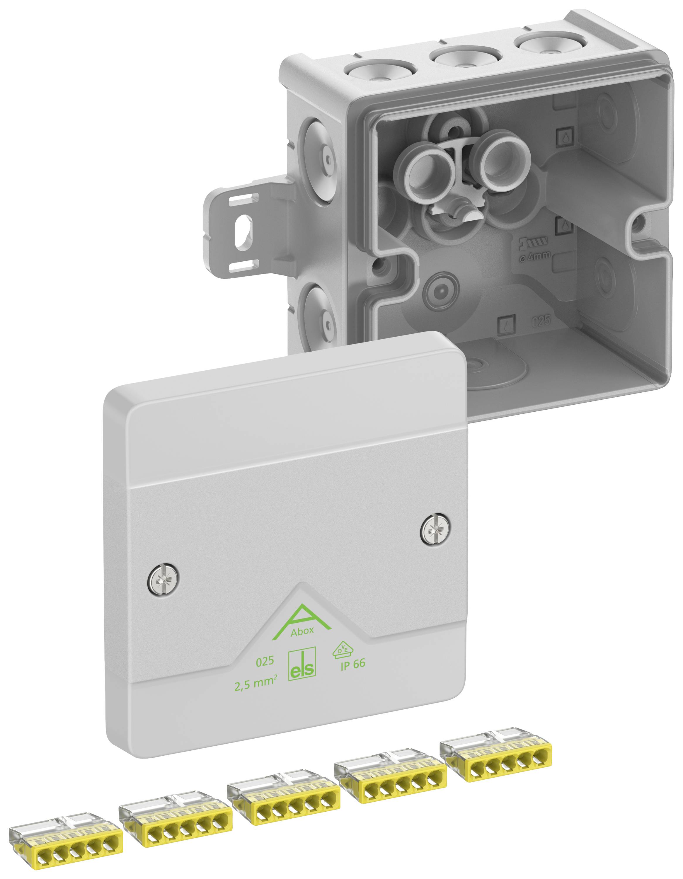 Spelsberg Abox 025 AB-2,5² Avgreningsbox (L x B x H) 87 x 87 x 52 mm Grå IP66 1 st