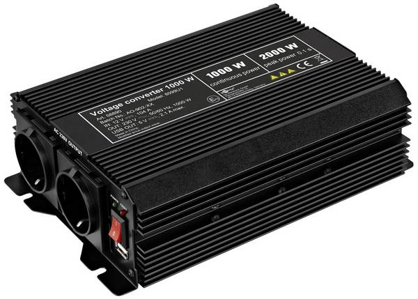 Goobay Växelriktare SPW DC/AC 12V/230V (1000W) USB Kfz 1000 W 12 V - 230 V