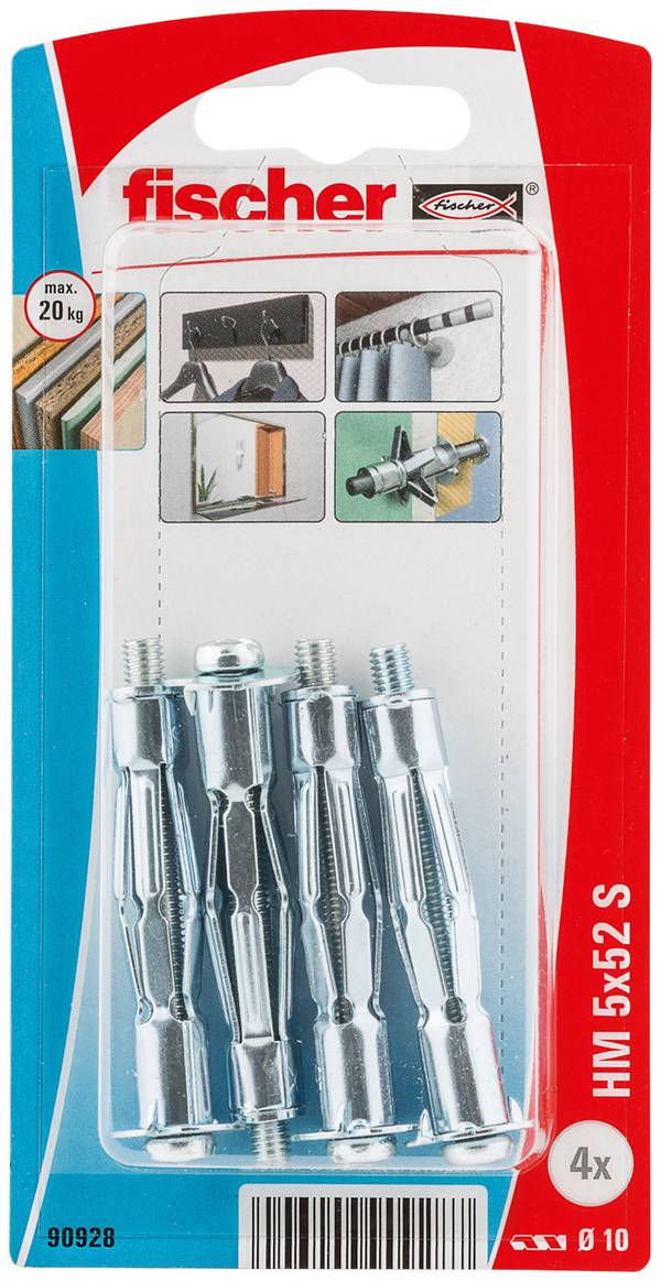Fischer 090928 HM 5 x 52 S K NV Hålrumsplugg 52 mm 10 mm 1 set