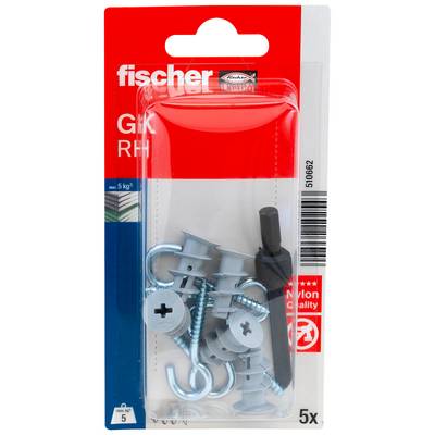 Paket Fischer G-KR väggankare och skruvar, 5 stycken, i röd-och-transparent blisterpåse med illustrerade ankare- och skruvkomponenter.