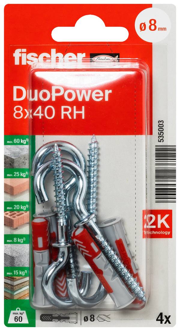 Fischer 535003 DuoPower 8 x 40 RH K NV Plugg-set 40 mm 8 mm 1 set