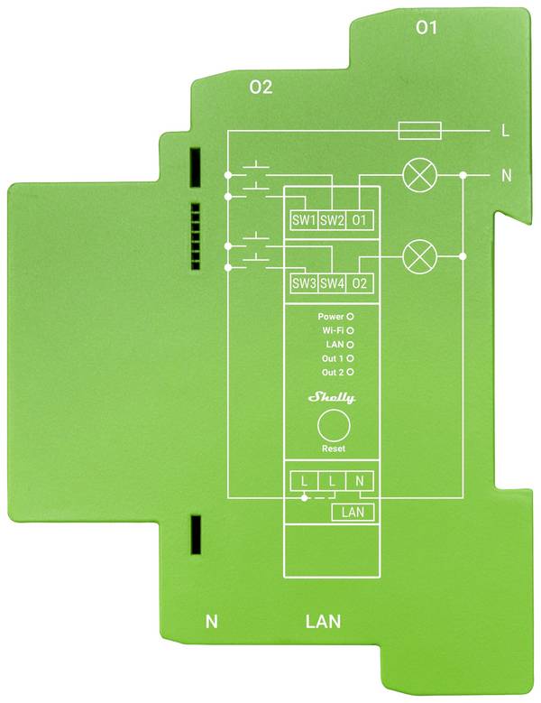 Shelly Shelly Pro Dimmer 2PM Shelly Styrenhet/Main Panel  Bluetooth, Wi-Fi