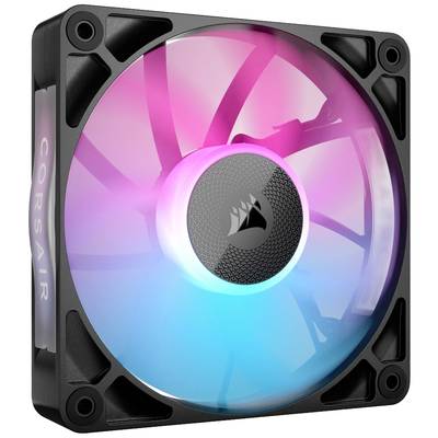 RGB-datorflakt med svart ram och färgglada lyseffekter i rosa och blått. Perfekt för PC-kylning och visuella detaljer.