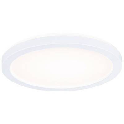 Vit, rund LED-taklampa med inbyggd ljuskälla som sprider ett mjukt, diffust ljus. Perfekt för moderna interiörer.