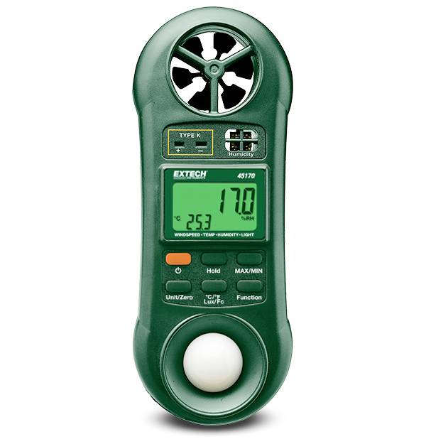 Extech 45170 Temperaturmätare -100 - +1300 °C Sensortyp K Multifunktions-miljömätare 4-i-1