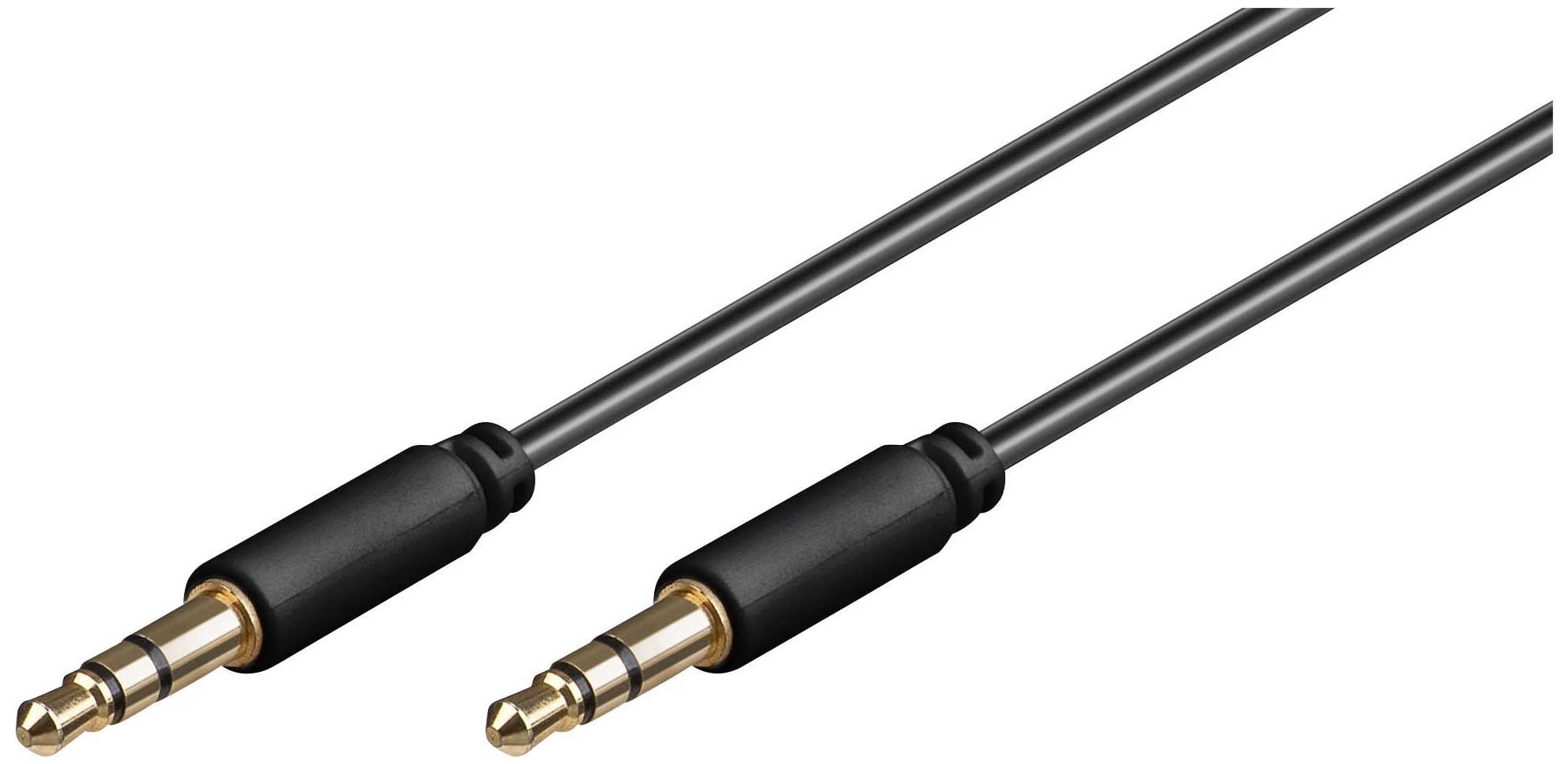 Två svarta audiokablar med 3,5 mm jackkonnektor i båda ändar, huvudsakligen använda för överföring av audiosignaler.