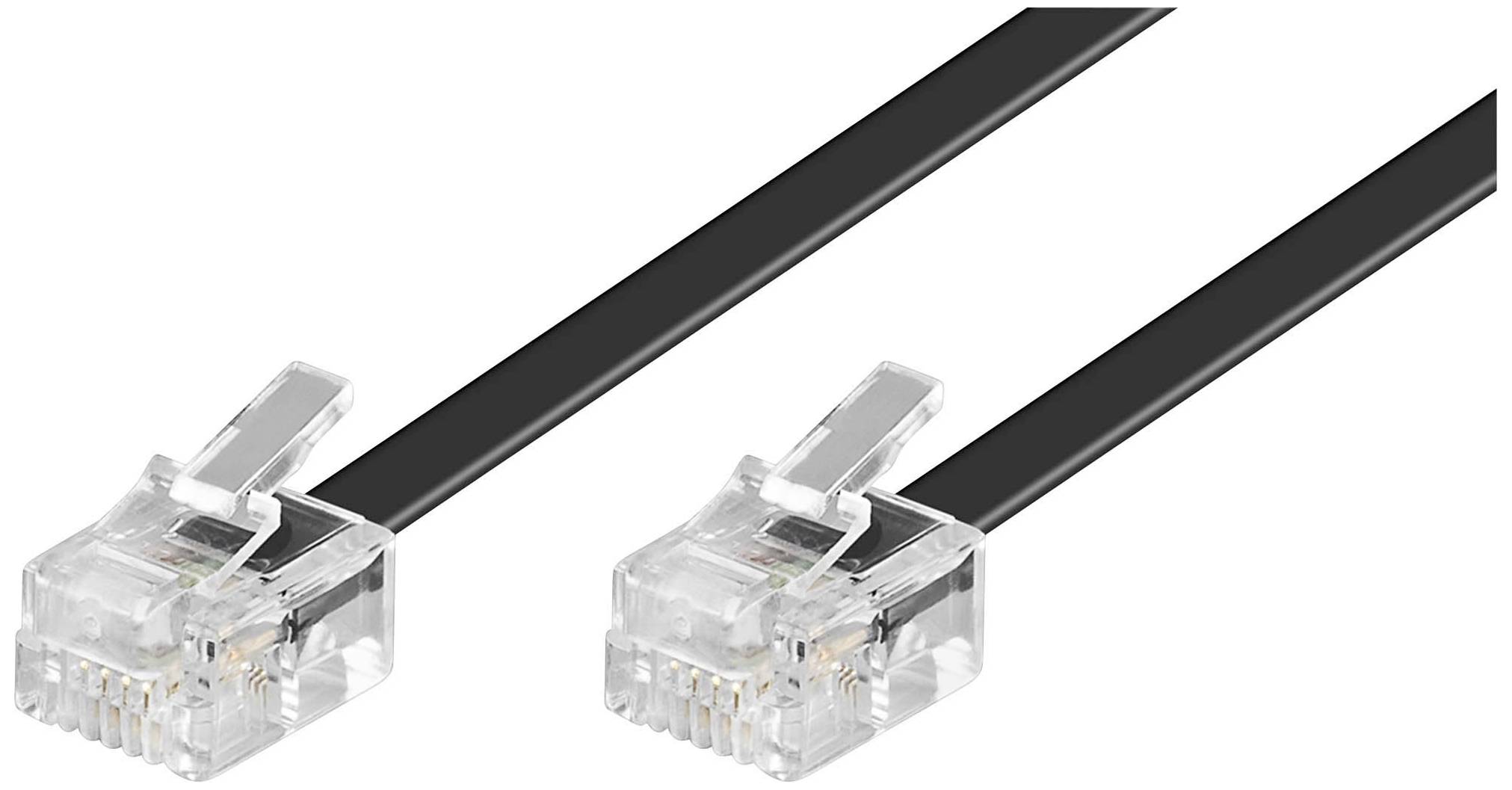 Ett svart Ethernet-kabel med två transparenta RJ45-kontakter i vardera änden.