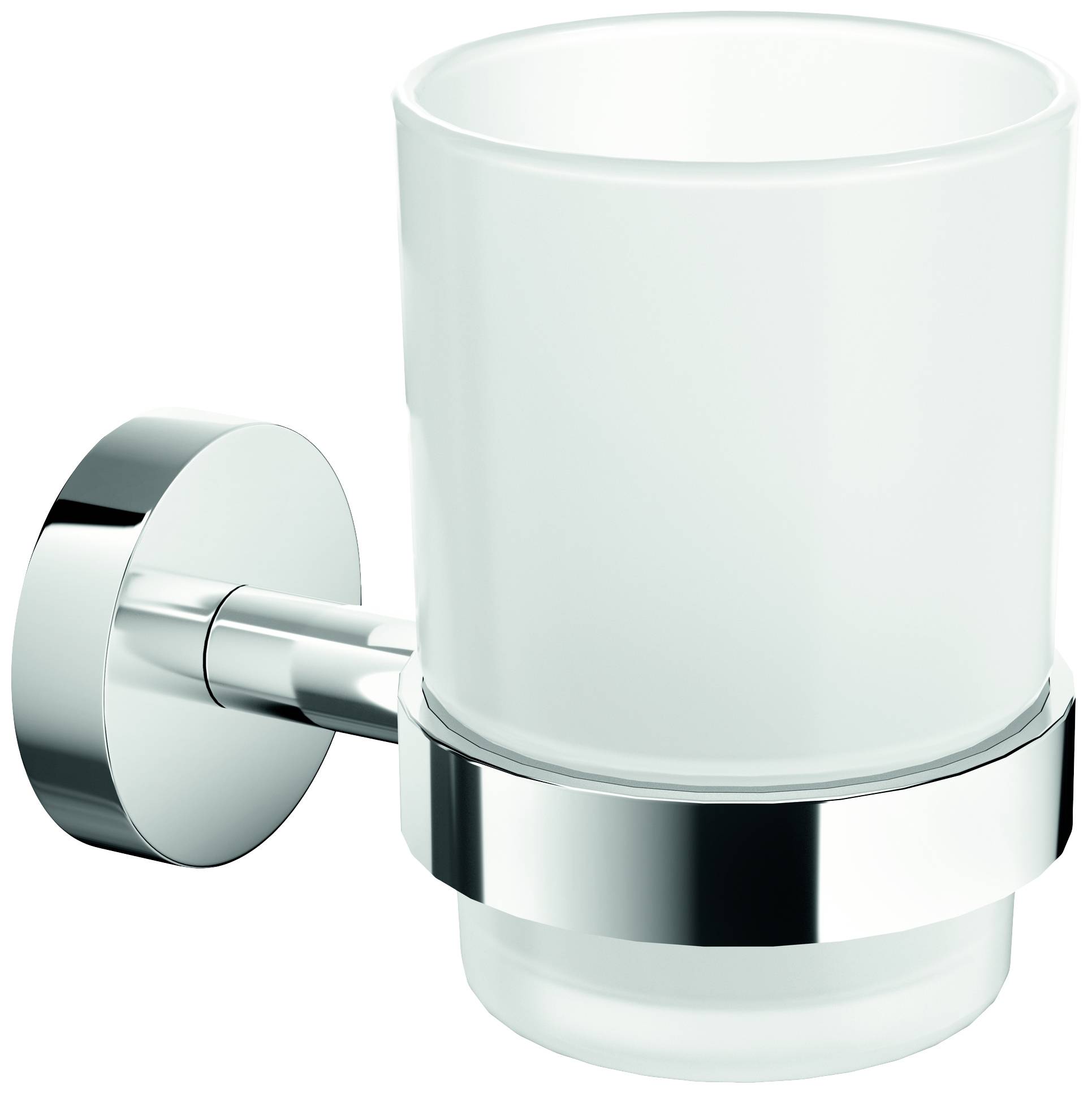 tesa 40631-00000-00 SMOOZ Tandborstkopp Lim Krom, Vit (satinerad) inkl. hållare