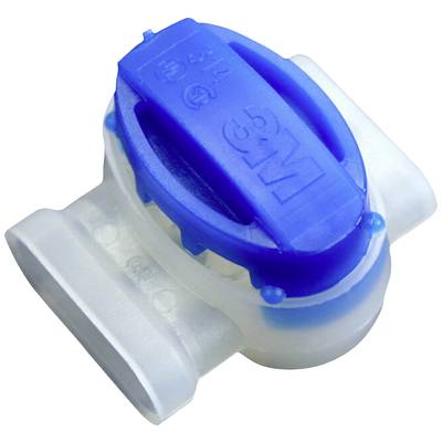 Plastkomponent med blå övre del och genomskinliga sidor, sannolikt en koppling eller ventil för rör.