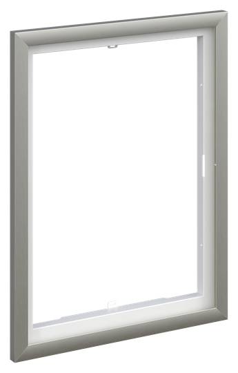 Metallram till ett rektangulärt fönster eller spegel, utan glas. Enkel, modern stil.