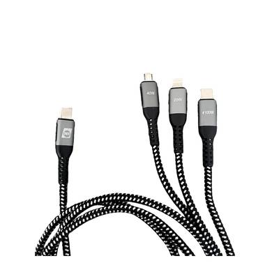 IWH USB-laddningskabel USB-C®, USB MICRO-A UTTAG, Apple Lightning kontakt 1.20 m 019057