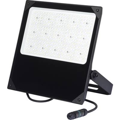 En rektangulär LED-strålkastare med svart ram och många små LED-lampor på framsidan, med en kabel nedtill.