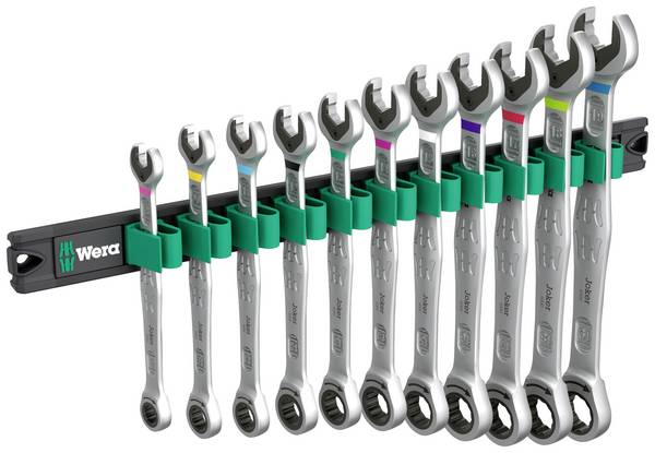 Wera 05020014001 9630 Magnetleiste 6000 Joker 1 Käft-ringspärrnyckel-set 11 delar Nyckelvidd (Metrisk) (för titel) 8 - 19 mm