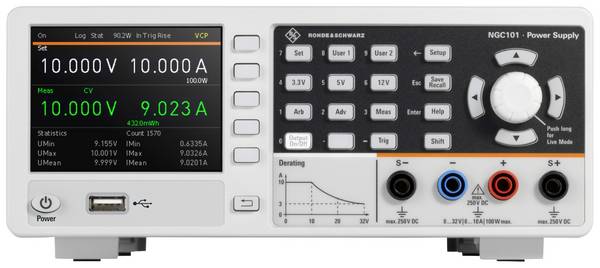 Rohde & Schwarz R&S®NGC101-G Laboratorieaggregat, justerbar 32 V (max.) 10 A (max.) 100 W Antal utgångar 1 x