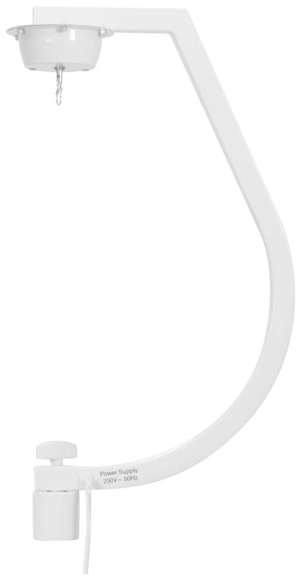 Vit strukturfattig arm med elektrisk anslutning, sannolikt del av en medicinsk apparat.