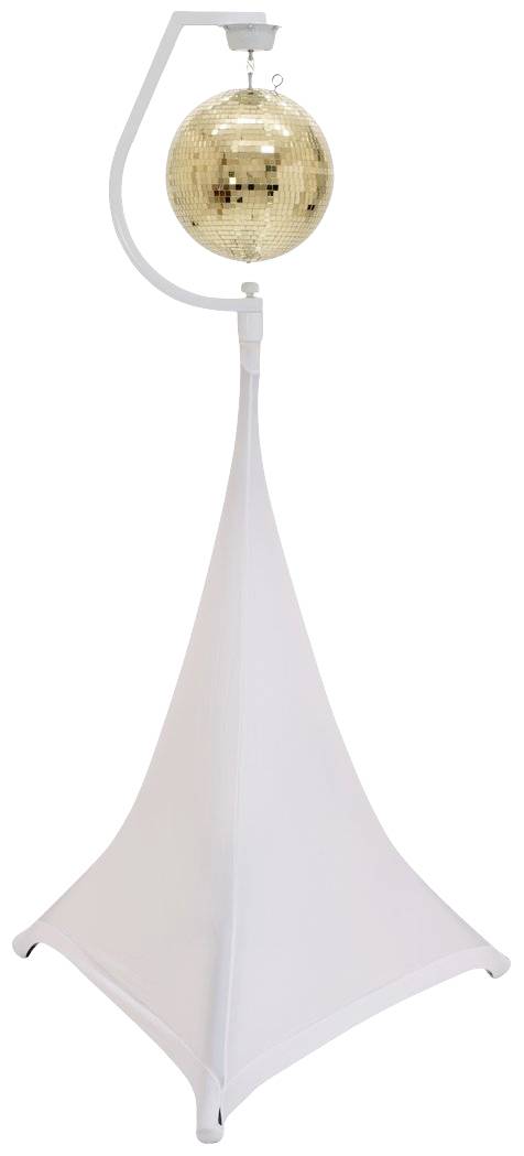 Discolompa med guldkula och stativ i modern design.