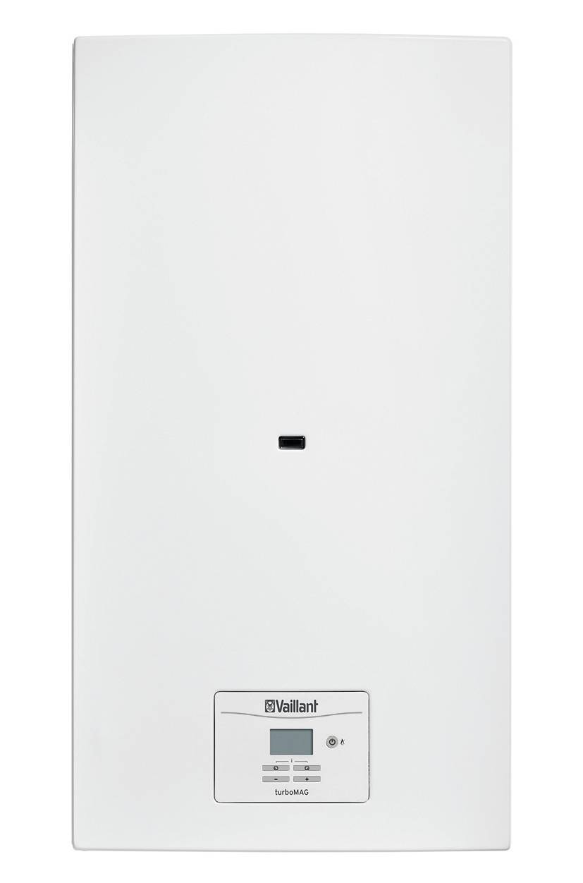 Teknisk ritning av en gasväggtermonatanslutning med mått och anslutningspunkter för gas, kallvatten, varmvatten och elektricitet.