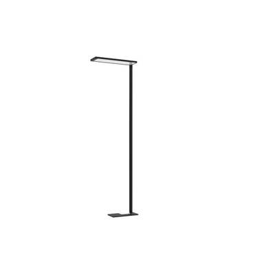 En enkel, modern golvlampa med en tunn, rak stolpe och en rektangulär skärm.