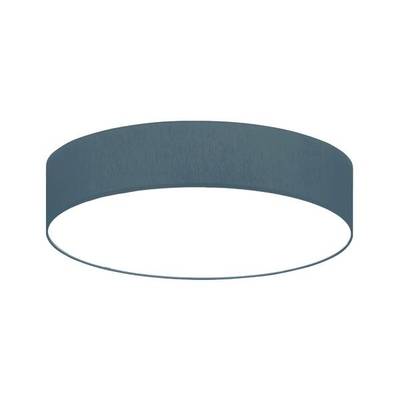En rundad, platt taklampa med en enkel, modern design. Armaturen har en mörkgrå, cylindrisk form.
