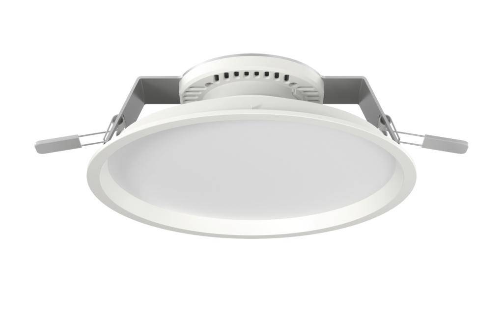 Rund LED-taklampa i vitt, med en enkel och modern design. Lämplig för inomhusbruk för jämn belysning.