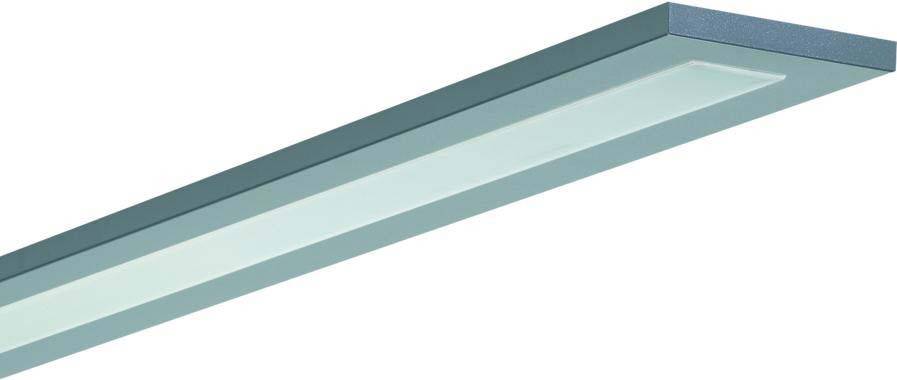 En rektangulär LED-taklampa i ett minimalistiskt metallhölje. Perfekt lämpad för moderna interiörer.