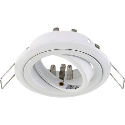 Teknisk ritning av en rund infälld taklampa. Visar front- och sidovy med dimensioner.