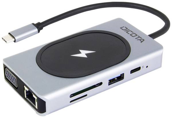 Dicota USB-C®-dockningsstation USB-C 10-in-1 Wireless Charging Dock 4K PD 100W + 15W Passar till följande märken: univerzálny