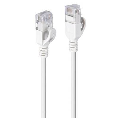 En vit nätverkskabel med RJ45-kontakter i båda ändar, typisk för anslutningar i datornätverk.