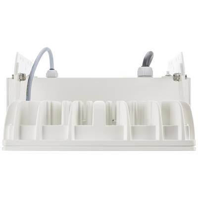 En teknisk apparat med antennskal, kablar och anslutningar; sannolikt en WLAN-accesspunkt eller router.