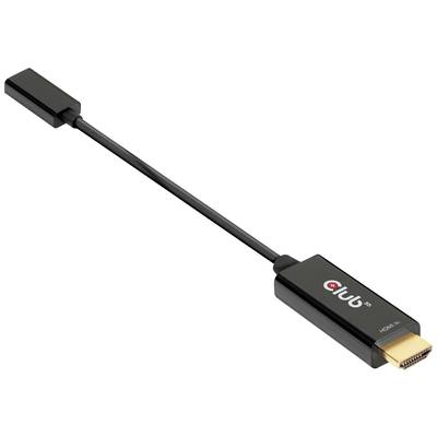 Adapterkabel med HDMI-kontakt och DisplayPort-uttag, svart, från märket 'Club'. Lämplig för video- och ljudöverföring.