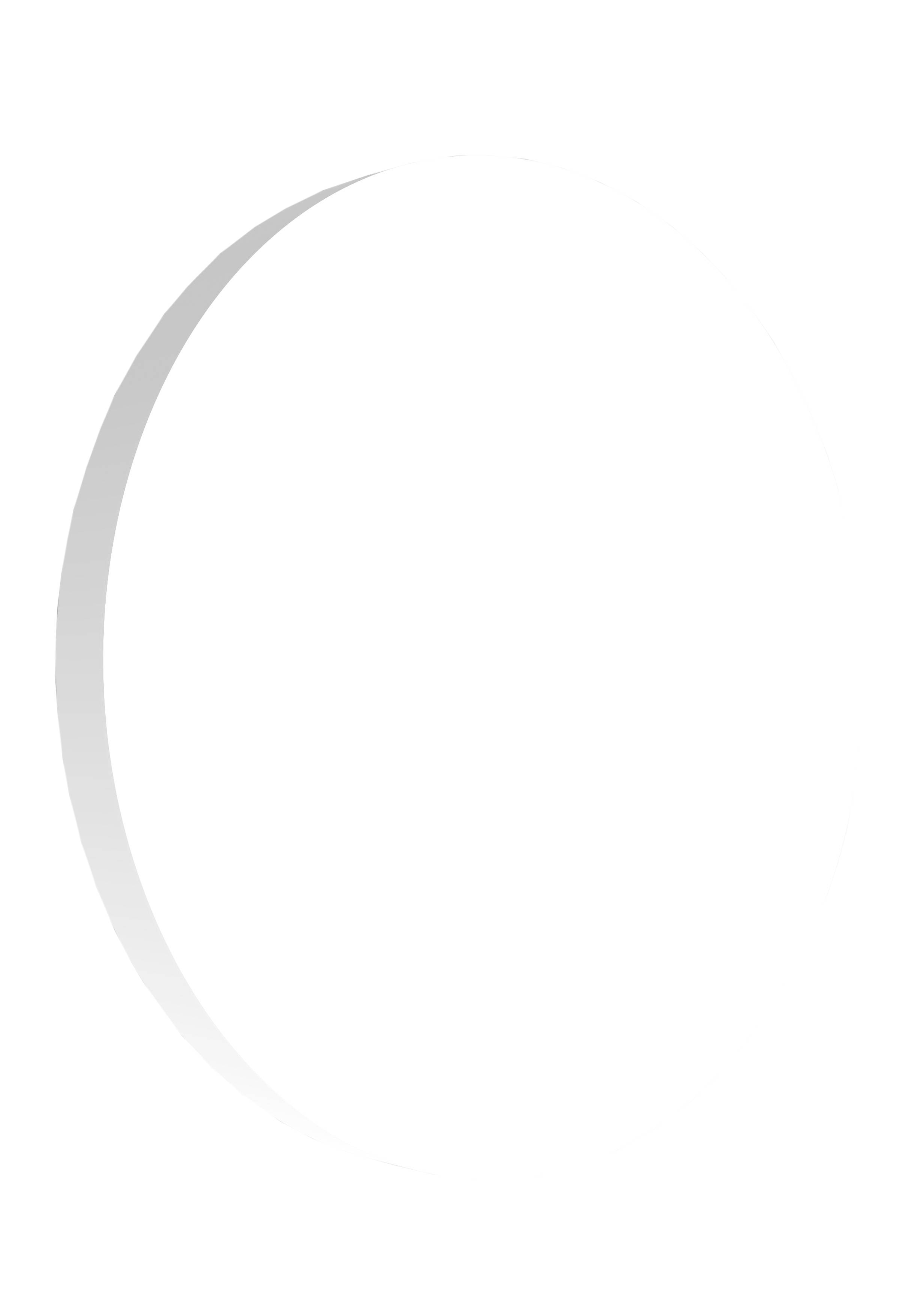 Halvgenomskinlig oval cirkel framför vit bakgrund.