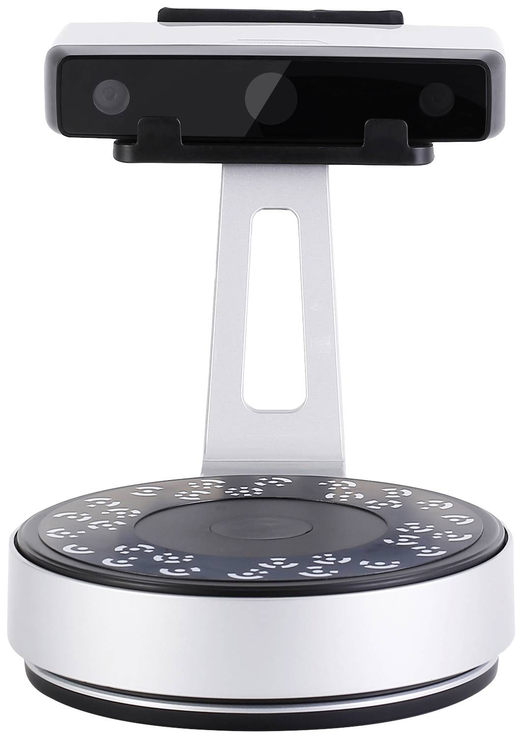 En 3D-skanner med roterande plattform och sensorsystem, lämplig för precisionsscanning av objekt för digitala reproduktioner.