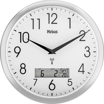 Mebus 19422 DCF Väggklocka 30 cm x 30 mm Silver