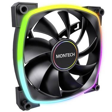 MONTECH Montech AX140 PWM ARGB Lüfter - 140mm, schwarz Chassi-fläkt Svart (B x H x D) 140 x 140 x 25 mm inkl. LED-belysning