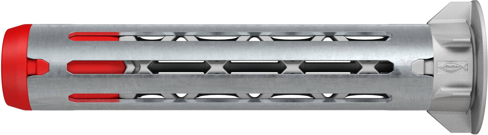 Förpackning för Fischer DuoHM 6x55 S tung belastningsförankring, visar tekniska detaljer och användningsexempel. Innehåller 25 stycken.