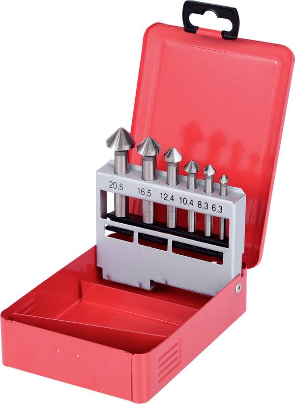 KS Tools 3360416 336.0416 Kon- och avgradningsförsänkare 6.3 mm, 8.3 mm, 10.4 mm, 12.4 mm, 16.5 mm, 20.5 mm HSS-Co 5 Cylinderskaft 1 st