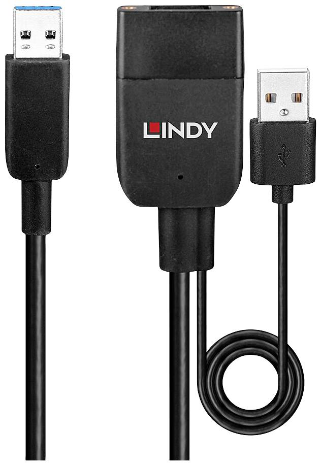 USB 3.0 till SATA-adapterkabel från LINDY, svart, för snabb anslutning av SATA-hårddiskar till USB-enheter.
