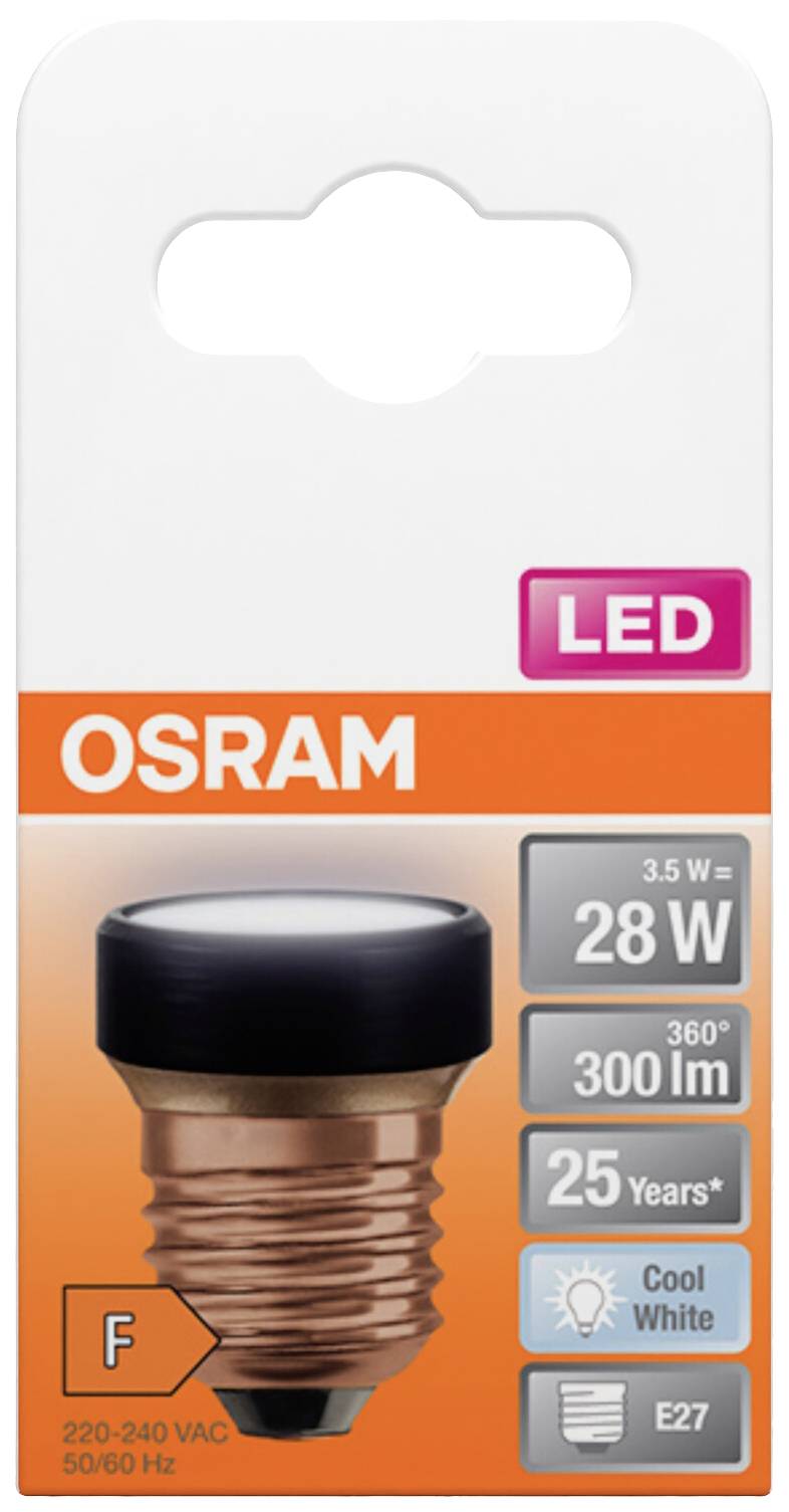 'OSRAM LED-lampa 28 W, 300 lm, 360° spridning, 25 år livslängd, Cool White, E27 sockel, 220-240 VAC, 50/60 Hz, Energiklass F.'