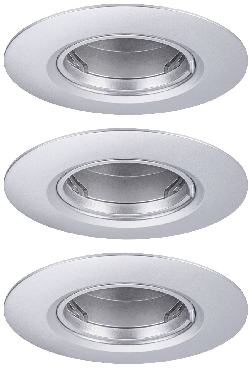 Trippla takspotlights i silver, rundad design, lämplig för moderna interiörer.
