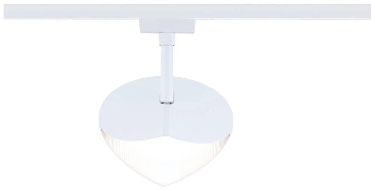 Taklampa i vitt med hjärtformad ljuskropp, modern stil.
