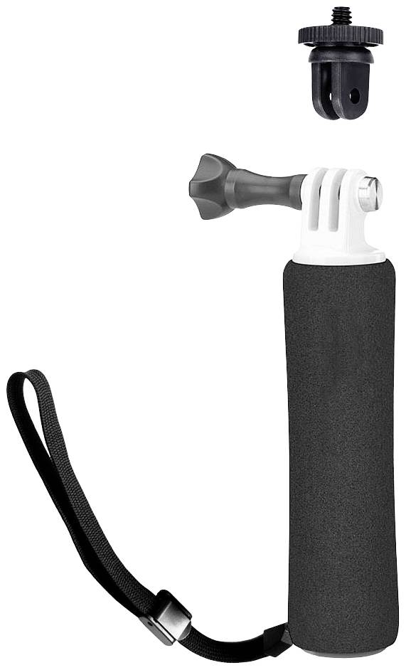 Simgrepp för kameror, svart, med handrem och avtagbar skruvfäste för undervattensbilder.