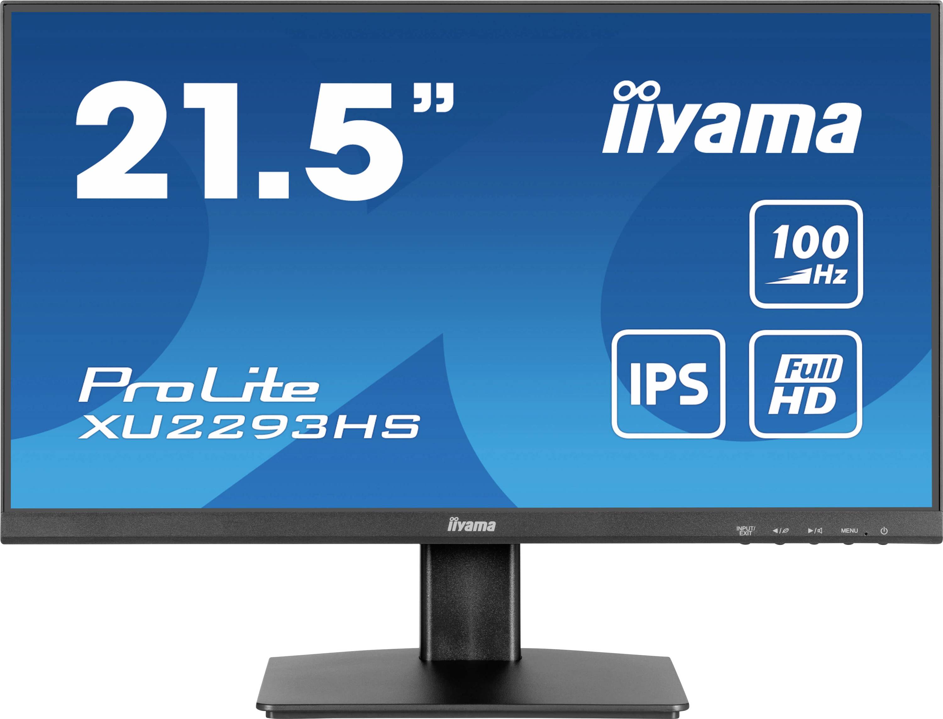 En datorskärm från iiyama, modell ProLite XU2293HS, storlek 21,5 tum, med IPS-teknik, 100 Hz och Full HD-upplösning.