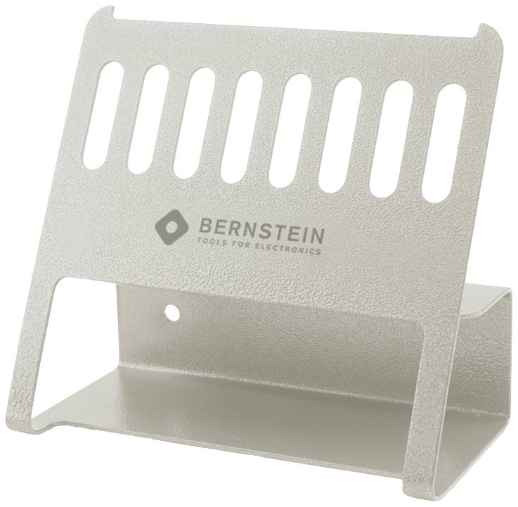 Metallställning från BERNSTEIN för förvaring av verktyg, perforerad design för enkel åtkomst.